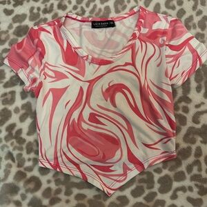 liz&sara pink abstract crop top